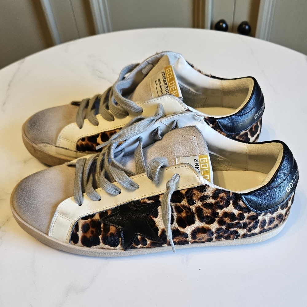 Black and Leopard Print Sneakers